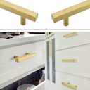Goldenwarm 2 Pack Gold Cabinet Handles 4"(102mm) Brushed Brass Cabinet Pulls T Bar Drawer Pulls for Kitchen Cupboard & Drawer Hardware