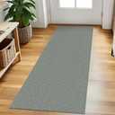 EARTHALL Washable Runner Rug 2x5 Ft Non Slip Runners for Hallways Cotton Rubber Backed Kitchen Runner Braided Indoor Floor Carpet Runners for Entryway, Hallway, Kitchen, Bedroom, Green/Grey
