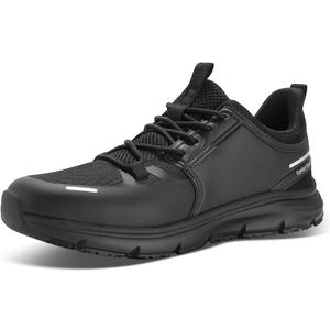Men's Non Slip Work ShoesWater Resistant Food Service Comfortable Sneakers, Breathable Lightweight Walking Black Shoes for Chef Kitchen, Hospitality & Restaurant (11)
