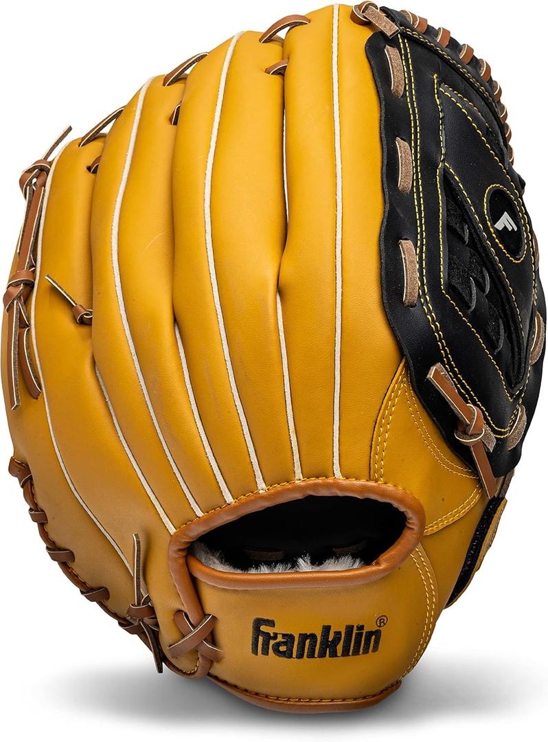 Franklin Sports Baseball and Softball Glove - Fieldmaster Adult + Youth Baseball Gloves - Men's + Women's Infield + Outfield Mitt (Tan)