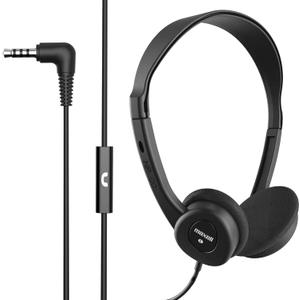 Maxell 199845 6ft Cord Adjustable Headband Wired Headphones with Microphone, Black Sound, Comfortable Fit, and Clear Audio for Calls and Music