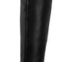 YING LAN Over the Knee High Boots for Women Sexy Zipper Pointed Toe High Heel Faux Leather Surgical Stretch Riding Thigh High Boots Black, Size: 7.5