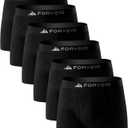 FORVEVO Mens Boxer Briefs, Merino Wool Underwear Men, Breathable Boxer Shorts Comfortable Soft Moisture Wicking Underwear with Elastic Waistband 6 Pack (Black, XL)