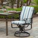 Arden Outdoor Midback Chair Cushion, 18 x 16.5, Rain-Proof, Fade Resistant French Blue Linen Stripe