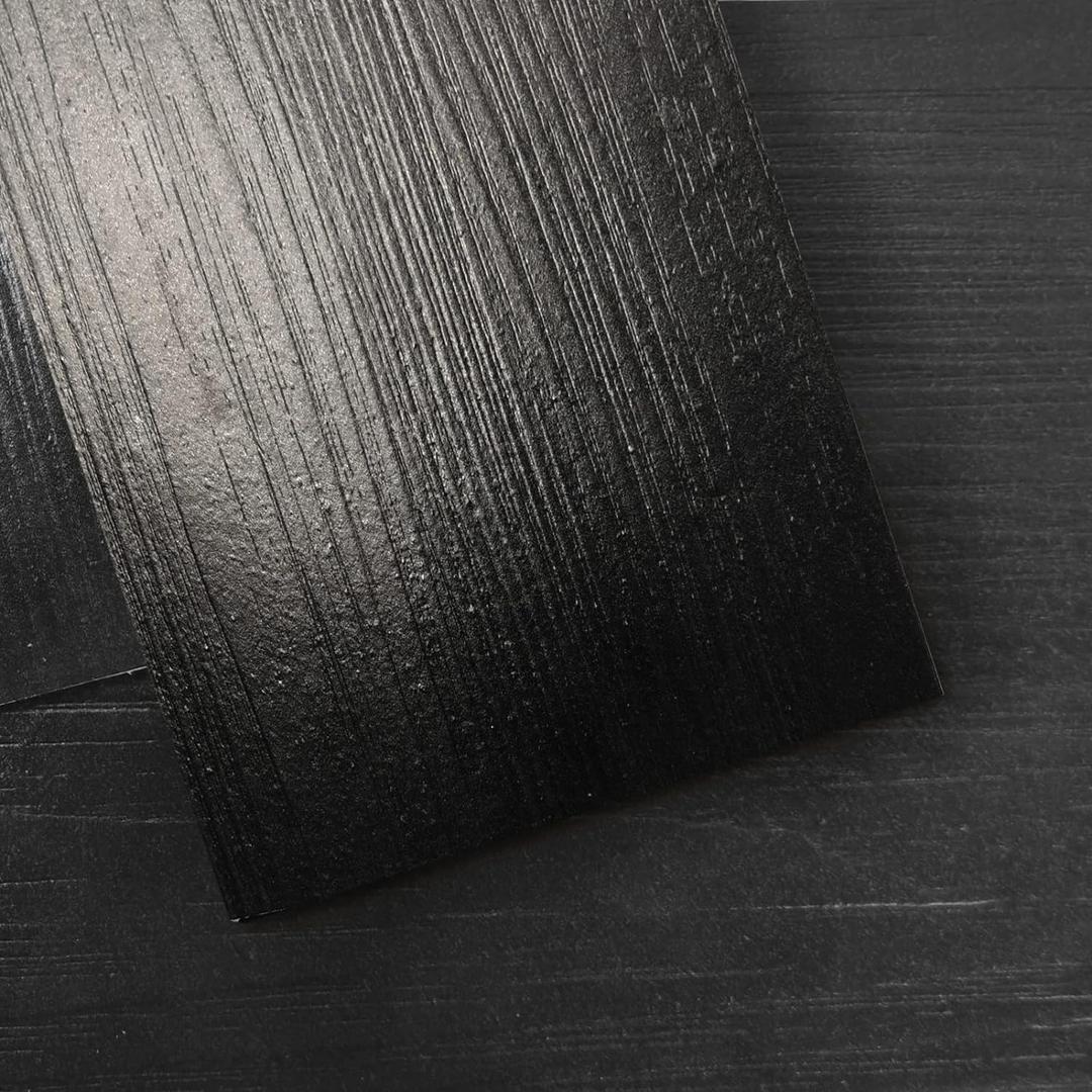 Art3d 36-Pack 54 Sq.ft Peel and Stick Floor Tiles Vinyl Plank Flooring Wood Look, Adhesive and Waterproof Tile Sticker for Bedroom, Living Room, Kitchen, RV in Black (36 x 6 x 0.1 inches)