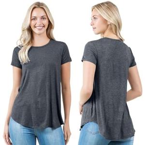 Azules 3 Pack Women’s Short Sleeve Tunic Top – Flowy Scoop Neck Long T-Shirt with Curved Hem, Soft Stretchy Dressy Blouse, M