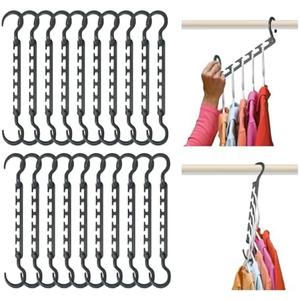 Wonder Hanger Max 20-Pack Space Saving Hangers, Reinforced Hooks Swivels 360°, Cascading Hanger, College Dorms & Storage Closet Organizer, Fully Assembled – Grey