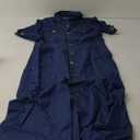 Women Denim Shirt Dress V Neck Short Sleeve Long Bottom Down A-Line Jeans Dresses with Pockets (Deep Blue), Size: Large