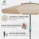 JEAREY 9' 2-Tiers Patio Umbrellas Outdoor Market Table Umbrella w/Push Button Tilt/Crank, 8 Sturdy Ribs, UV Protection Waterproof Sunproof(Beige)