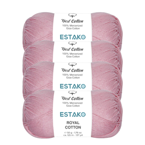Estako Royal Cotton Classic, (4 Skeins Pack) 100% Giza Cotton Yarn, Soft, Super Fino for Crochet and Knitting (4 x 3.52 Oz) / (4 x 273 Yrds), Baby Pink color