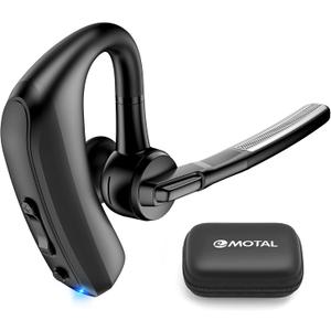 Bluetooth Headset Dual-Mic ENC +CVC 8.0 Noise Cancelling Aptx HD HiFi Stereo15Hours HD Talktime 200Hours Standby Bluetooth Earpiece Compatible for iOS/Android Cellphone with Storage Case