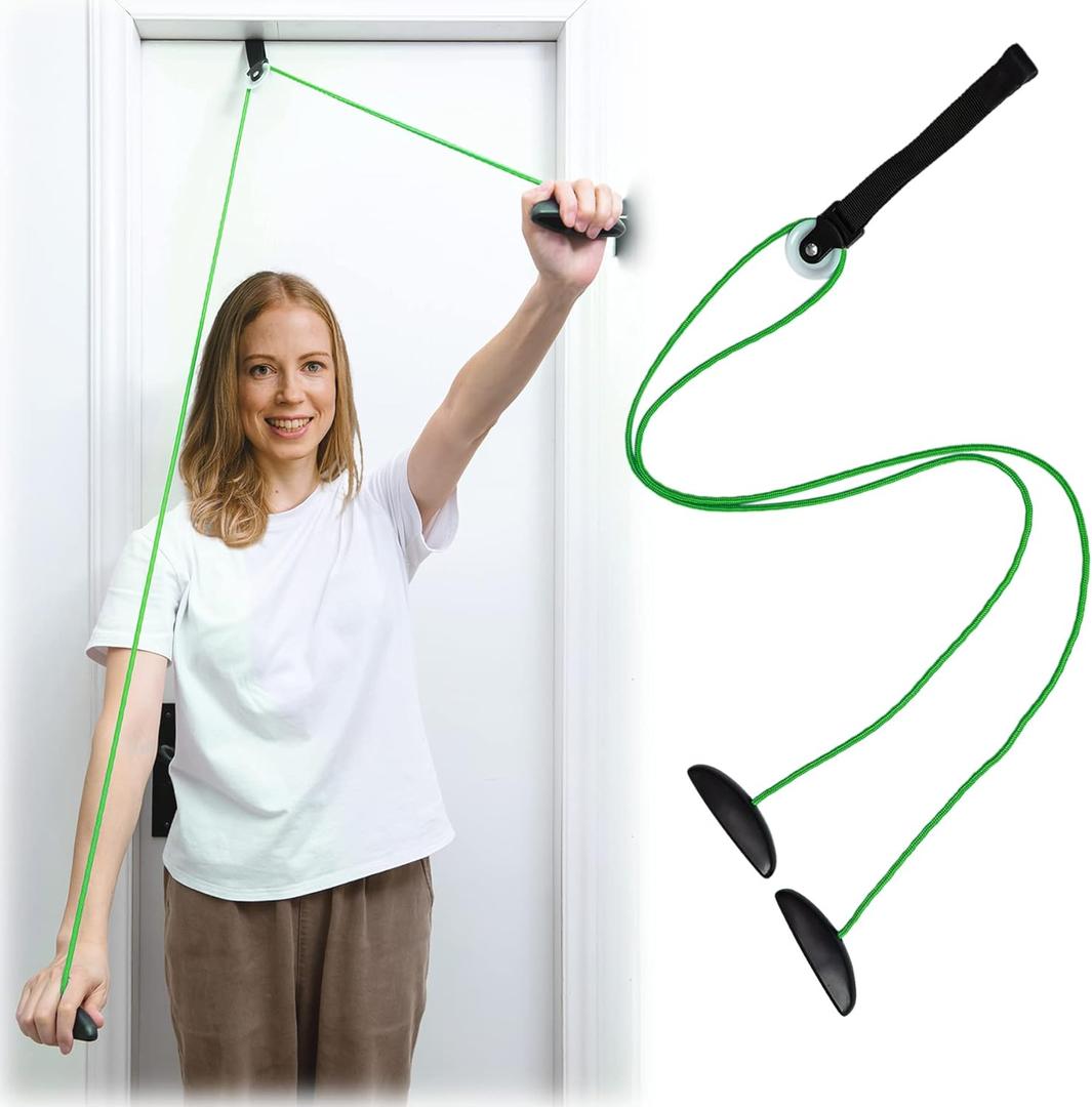 Shoulder Pulley Over The Door Physical Therapy System, Exercise Pulley, Alleviate Shoulder Pain and Facilitate Recovery from Surgery, FSA/HSA Eligible (Green)