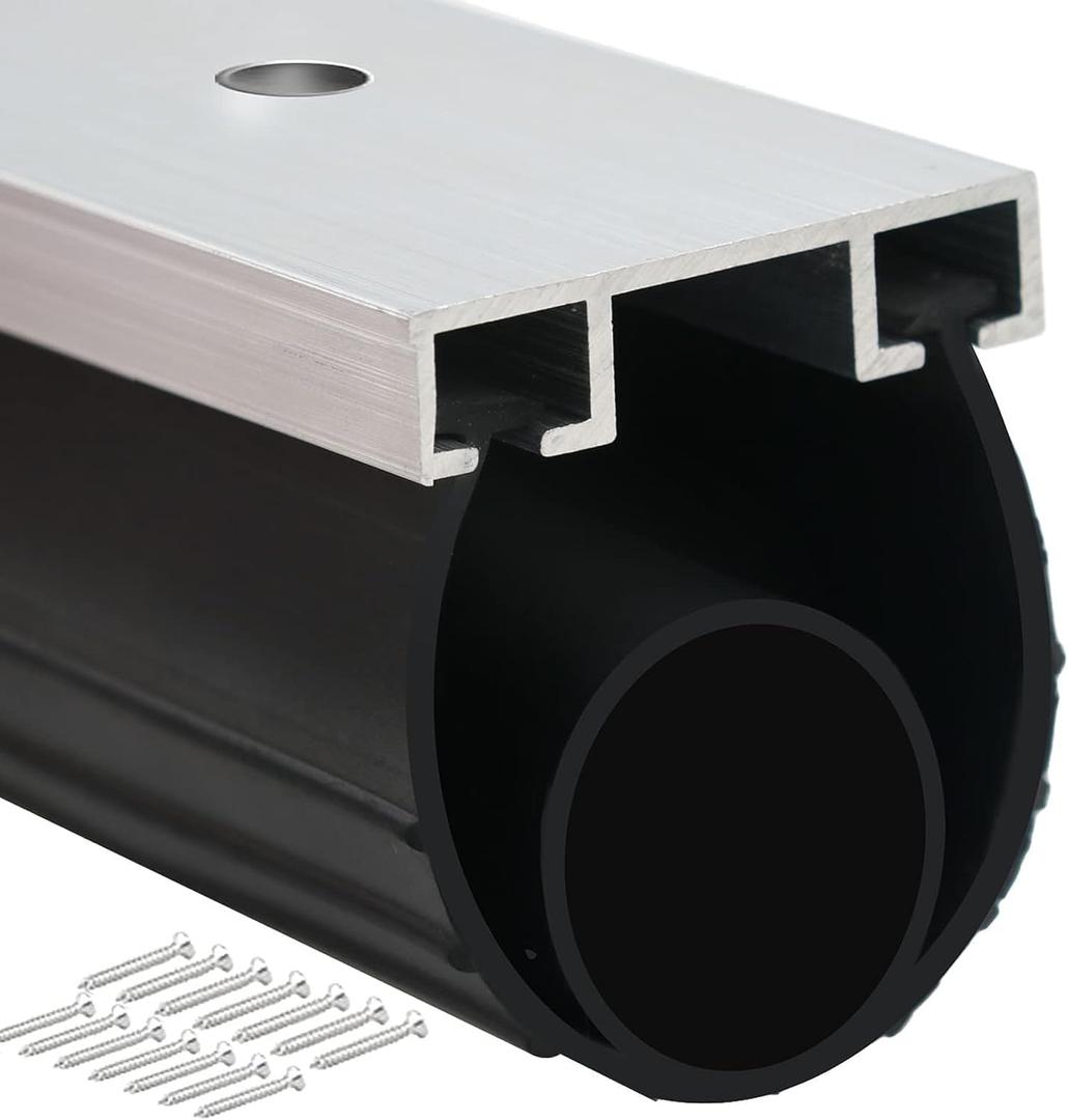 Duzzy Universal Garage Door Seals Kits, Pre-drilled 20 Feet U+O Ring Heavy-Duty Weatherproofing Garage Door Rubber Seals Bottom Pakage with Aluminum Track Retainer Base Kits