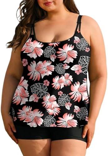 Aleumdr Women's Plus Size 2 Piece Swimsuits Tummy Control Tankini Bathing Suit Flowy Swim Tank Top with Boyshorts 3XL Aleumdr Women's Plus Size 2 Piece Swimsuits Tummy Control Tankini Bathing Suit Flowy Swim Tank Top with Boyshorts 3XL