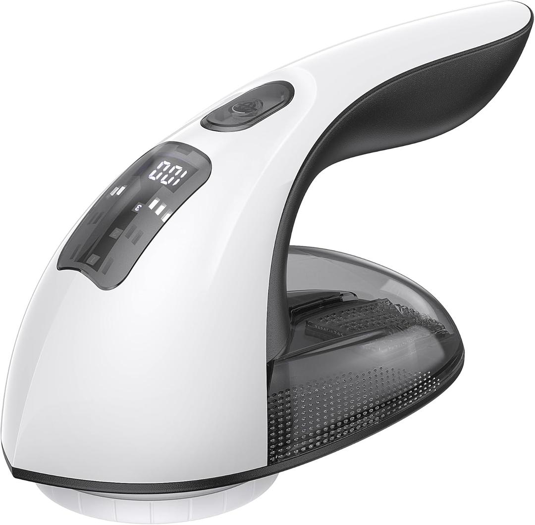 Rechargeable Fabric Shaver and Lint Remover, 3-Speed Adjustable Sweater Shaver with 6-Leaf Replaceable Stainless Steel Blades, 2.6Inch Large Mesh, Removable Bin for Clothes Fuzz, Lint, Pills, Bobbles (Black)