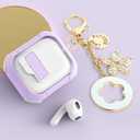 Cases for Cute Airpods 4 Case Cover Women, Clear Airpod 4 Case Lock iPods 4 Cases Hard Protective Air Pods iPods 4th Generation Cas with Bling Keychain for Apple Airpods 4 Gen 2024-Purpl