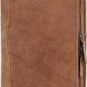 ELIZO Leather A5 Portfolio Padfolio Folio A5 Notebook Journal Cover Planner Binder Small Mens Business Work Folder Organizer (Saddle)