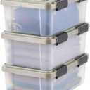 IRIS USA 16 Qt Storage Bins with Gasket Seal Lid, 3 Pack - BPA-Free, Heavy Duty Moving Containers Tight Latch, Weather Proof Tote, WEATHERPRO - Clear/Chrome