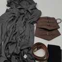 Suhine 5 Pcs Halloween Renaissance Women Costume Medieval Hooded Robe Vintage Faux Leather Arm Pouch Belt (Grey)