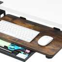ETHU Keyboard Tray Under Desk, 19.7" X 11.81" Small Size Keyboard Drawer with C Clamp-on Mount Easy to Install, Computer Keyboard Stand Slide Pull Out, Ergonomic Keyboard Tray for Home, Office (Wood)