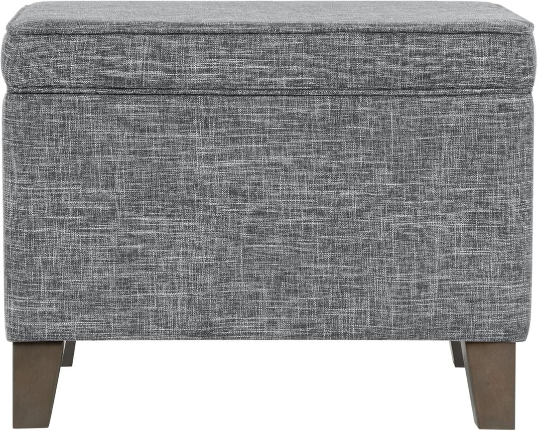 HomePop Home Decor | Medium Square Storage Ottoman with Hinged Lid | Ottoman with Storage for Living Room & Bedroom, Grey
