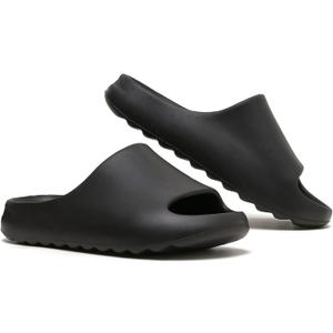 Unisex Pillow Slippers Slides for Women and Men, EVA Comfort Super Soft Quick Drying Rubber Shower Cloud Slides, Lightweight Spa Massage Summer Sandals for Adult Couples Indoor and Outdoor (5, Black)