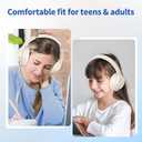 Headphones Wired with Microphone, Over Ear Foldable 3.5mm Plug in Headphones Corded with 4.9ft Tangle-Free Nylon Cord for Tablet, Laptop, MP3/4, School, Airplane Travel (Beige)