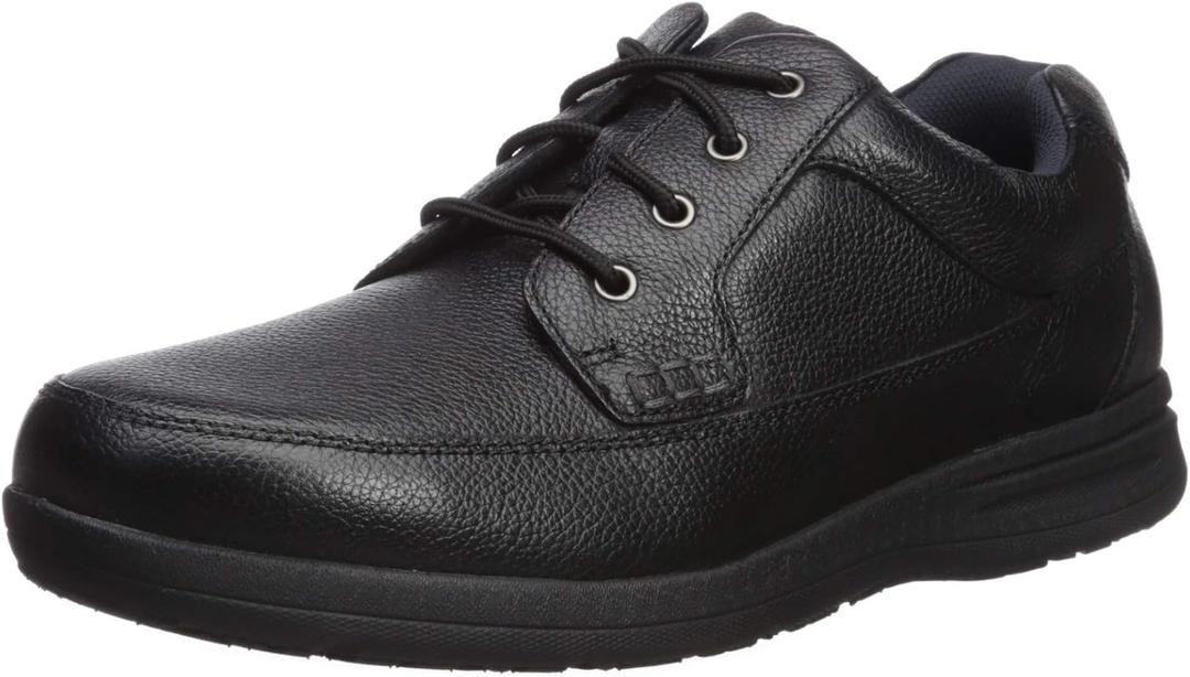 Nunn Bush Men's Cam Moc Toe Casual Lace-up with Comfort Gel and Memory Foam (9.5 Wide, Black Tumbled)
