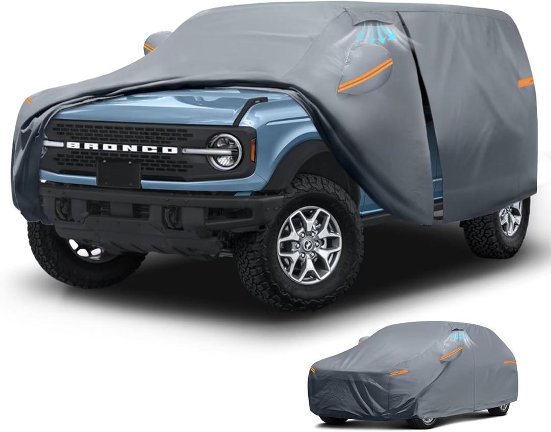 Waterproof Ford Bronco Sport/Ford Bronco 2 Door(2021-2026) Car Cover with Breathable Vents, [2026 Upgrade] Premium Covers with Cotton Liner and Zipper Door, Sun Rain Snow Dust Uv Protection. (Custom Fit Ford Bronco Sport+Towel+Bag)