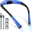 Glocusent Book Light, 3-Color & 6-Brightness Reading Light, Bendable Neck Light, 80-hr Lasting Rechargeable Book Light, Perfect Reading Lights for Books in Bed, Knitting, Repairing, Book Lovers Gifts (Standard-Medium, Lake Blue)