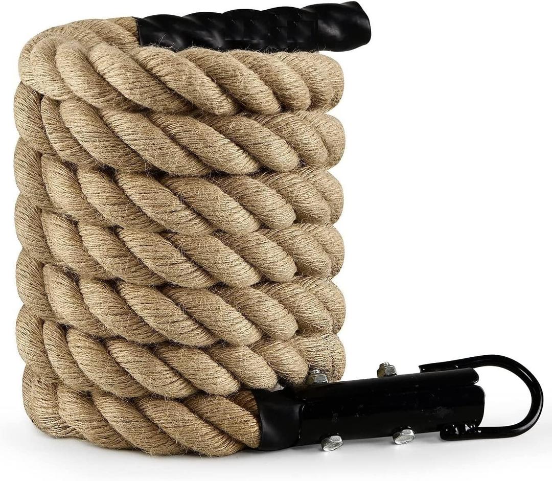 Brobantle Climbing Rope Gym Workout - 1.5inch Diameter with 10FT 15FT 20FT 30FT 40FT Gym Climb Rope Heavy Duty Workout Exercise Ropes for Adults Indoor Outdoor Strength Training