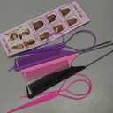 Luumxai 9pcs Topsy Hair Tail Tool and rat tail comb set,6pcs French Braiding Tool ring,3Pcs Metal Parting Combs,Woman Girl Hair Styling (Pink,Purple, Black)