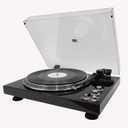 Classic Vinyl Record Player, Fully‑Automatic Belt‑Driven Turntable with BT Wireless, 33/45 RPM Speeds, Auto‑Repeat Function, Hi‑Fi, Die-Cast Aluminum Platter, Solid Wood Plinth - Piano Black