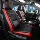 Car Seat Covers , Luxury Breathable Waterproof Faux Leatherette Car Seat Covers Cushion Protectors with Lumbar Support, Car Seat Cushion, Universal Fit Most Cars (Black-Red, Full Set - 5 Seats)