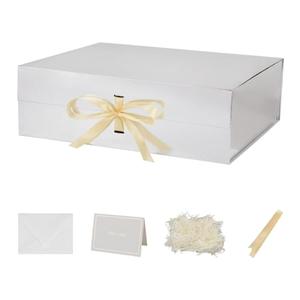 Amazon.com: Extra Large Magnetic Gift Box with Lids 3 Pack 19x16x6 Inch Silver Large Gift Box with Ribbon Foldable Gift Boxes for Presents Jumbo Box with Shredded Paper & Cards for Groomsman Proposal : Health & Household