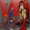 3 Pcs PVC Christmas Joy Outdoor Nativity Scene Set 4.8ft Long Xmas Joy Yard Sign with Stakes Large Religious Yard Decor Rustic Holy Jesus Birth Manger Scene for Xmas Home Lawn Decor