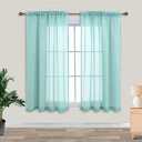 Green Bathroom Curtains Shower Set of 2 Panels Small Window Sheer Short Curtains for Bedroom Kitchen 45 Inch Length