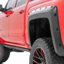 Rough Country Pocket Fender Flares for Chevy Silverado 1500 (2014-2018) 2500HD (2015-2019) - Fits 5'9" Bed, Bolt-on Rivet Style Wheel Flares, Flat Black, Set of 4