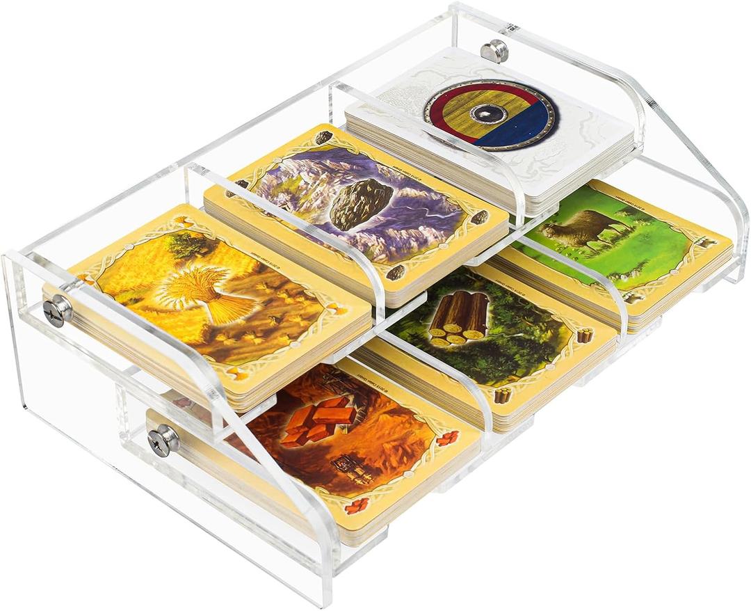 Acrylic Card Tray Organizer, Sorting Card Holder Compatible with Catan Settlers Board Game