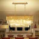 31.5" 8-Light Gold K9 Crystal Chandelier, Luxury Rectangular Raindrop Pendant Light with Adjustable Chain, Hanging Chandeliers for Dining Room, Kitchen Island, Living Room