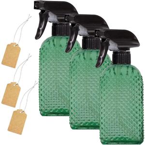Plant Mister Glass Spray Bottle - 3 Pack 13oz Reusable Green with Adjustable Nozzle for Indoor Plants, Gardening, Cleaning, Hair Care & Household Use