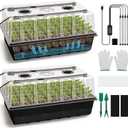 BlumWay 120-Cell Self-Watering Seed Starter Tray with Grow Light, 1-24H Timer, Seed Starter Kit with 4.02" Humidity Dome, Seedling Tray for Indoor Plant Starter, Plant Germination Trays-Black
