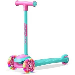 3 Wheel Scooter for Kids, Smooth Light Up LED Front Wheels, Wide Anti Slip Deck, Rear Foot Brake, Easy Maneuvering T-bar Handle, Indoor & Outdoor Ride On Toys for Ages 2 Up