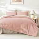Litanika Pink Twin Comforter Set for Girls, 2 Pieces Kids Blush Plain Bedding Comforter Set, All Season Bed Set (66x90In Comforter & 1 Pillowcase)