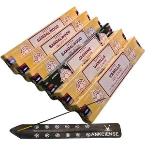 Satya with ANKCIENSE Incense Holder Pack of 3 fragrances Variety Pack of 90 Sticks. (Sandalwood, Vanila & Jasmine)