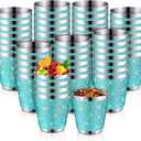 Qinyoung 50 Pcs 1 oz Stainless Steel Shot Glasses Bling Wine Glitter Metal Shot Glasses Bachelorette Wedding Party Supplies for Espresso Whiskey Bar(Teal)