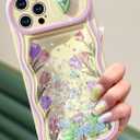 Toycamp for iPhone 15 Pro Max Case - Women Girls Cute Phone Cover Flower Tulip with Sliding Camera Cover Girly Glitter Pretty Kawaii Design Flowing Liquid Quicksand Case for iPhone 15 Pro Max 6.7 "