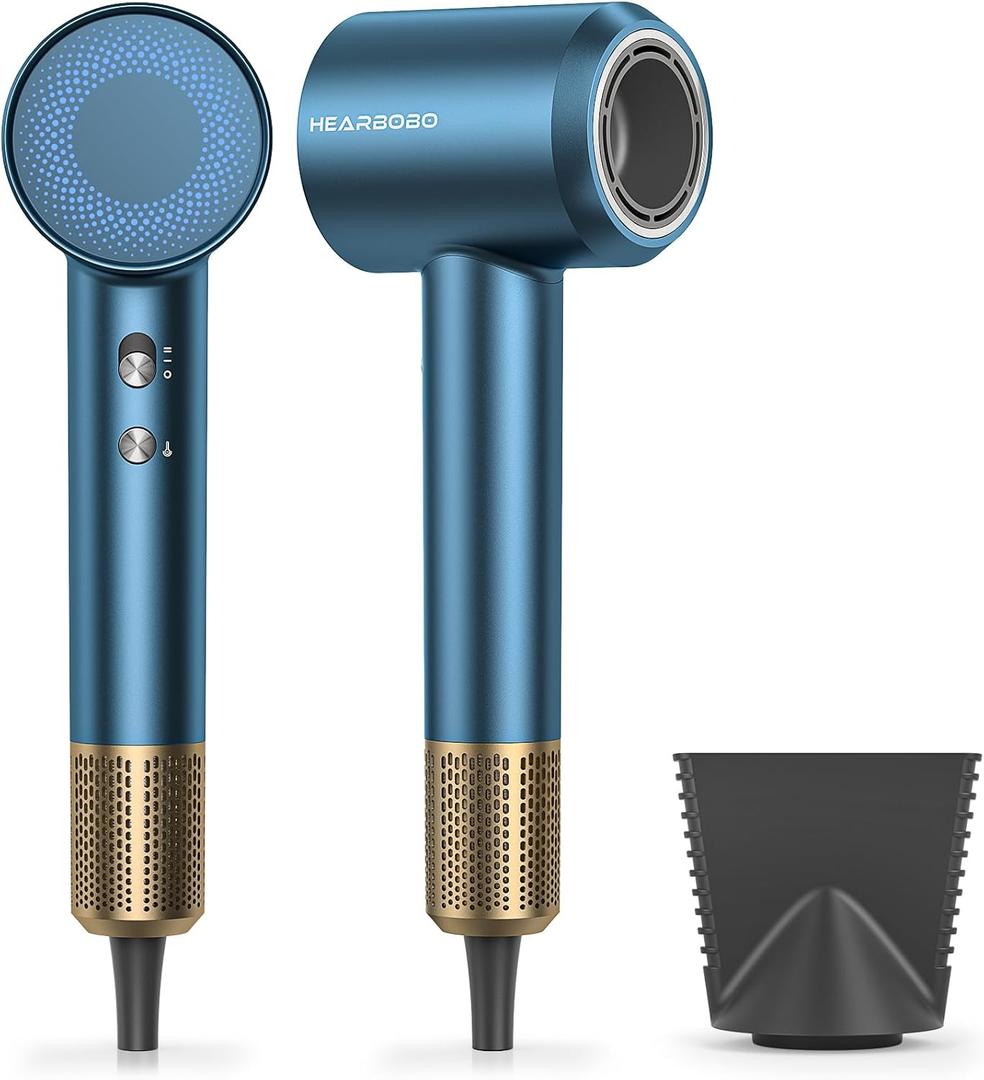 Hair Dryer Blow Dryer, 160000 RPM High-Speed Brushless Motor 500 Millions Negative Ionic Hairdryer for Fast Drying, Low Noise Thermo-Control Hair-Dryer-with-Diffuser for for All Hair Types, Blue