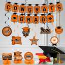Graduation Decorations 2026 Orange Themed Set - Congrats Grad Banner, Class of 2026 Backdrop, Balloons & Streamers Kit - Complete Party Supplies for High School & College Celebrations