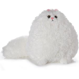 T PLAY Stuffed Cat Adorable Fat Cat Stuffed Animals Fluffy Cat Plush Soft Stuffed White Cat Durable Plush Cat Persian Kitty Toy Gifts for Children Baby Kids Girls 12"